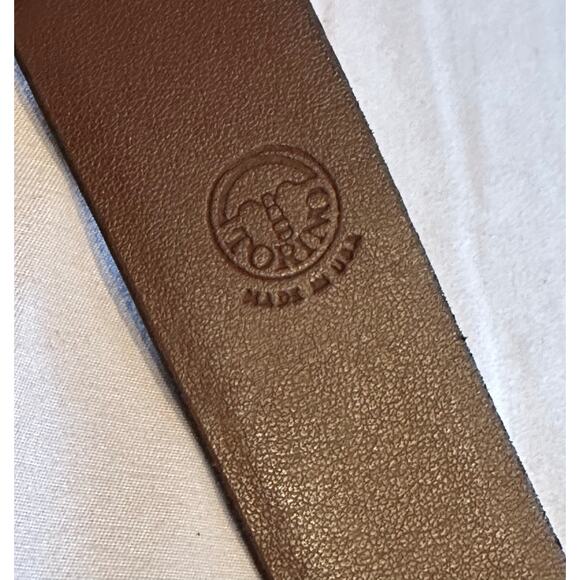 Torino Men's Brown Aniline Kipskin Shoulder Leather Belt Solid Brass Buckle 36 - Picture 4 of 9